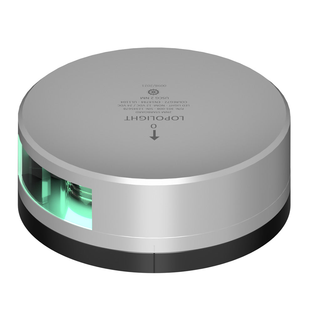 Lopolight Green Starboard Light 2NM Silver Housing wFB Base 301008FB