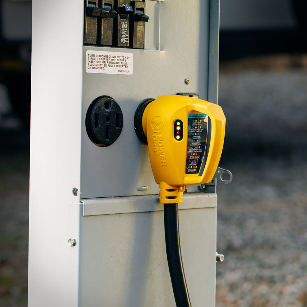 Camco Power Grip RV 12 30Amp Circuit Analyzer Dogbone Integrated Surge Protection 55461