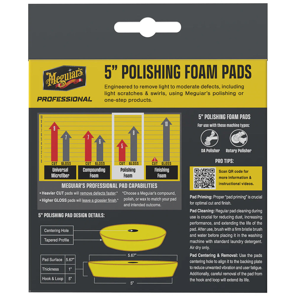 Meguiars Professional 5 Polishing Foam Pads 2Pack M5PFP2