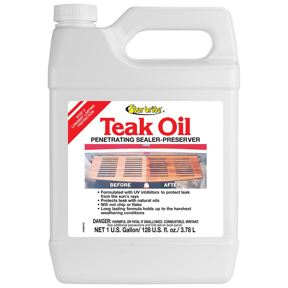 Star Brite Teak Oil Long Lasting Penetrating Sealer Preserver wUV Inhibitors 1 Gallon 81600