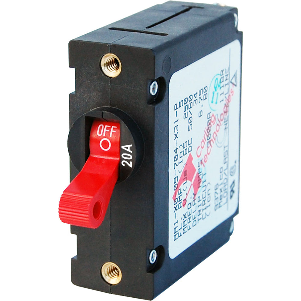 Blue Sea 7213 AC DC Single Pole Magnetic World Circuit Breaker 20 Amp 7213