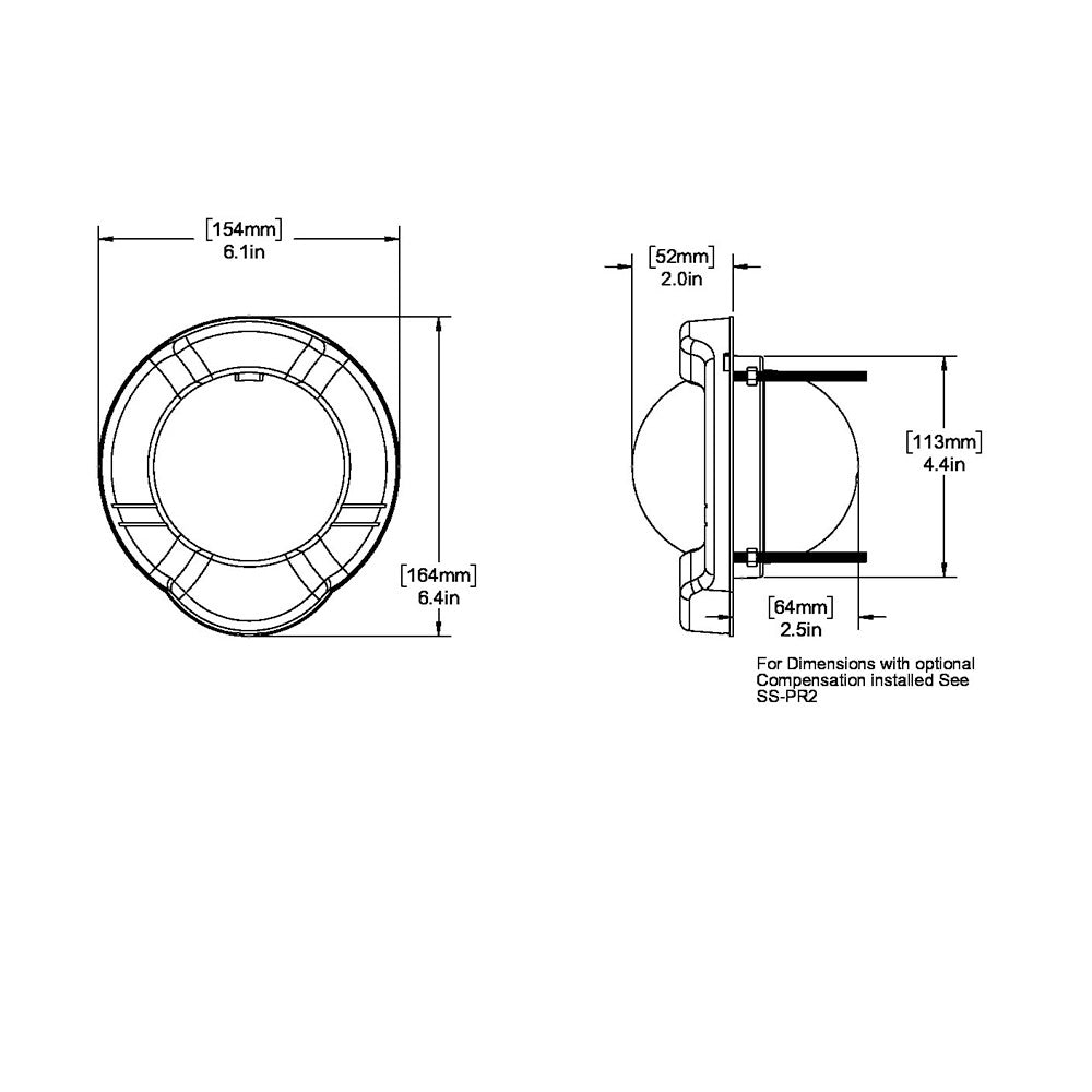 Ritchie SR2 Venture Sail Boat Compass Bulkhead Mount Black SR2