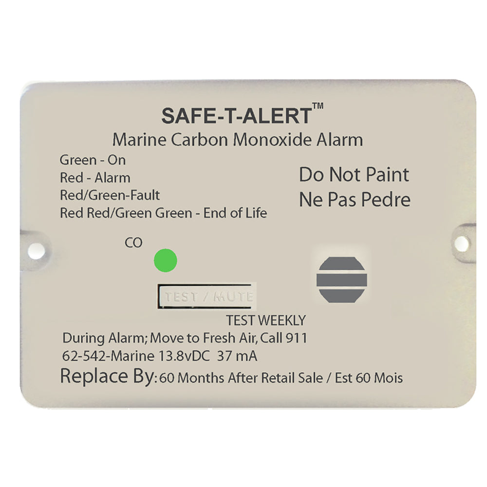 SafeTAlert 62 Series Carbon Monoxide Alarm wRelay 12V 62542MarineRLYNC Flush Mount White 62542MARINERLYNC