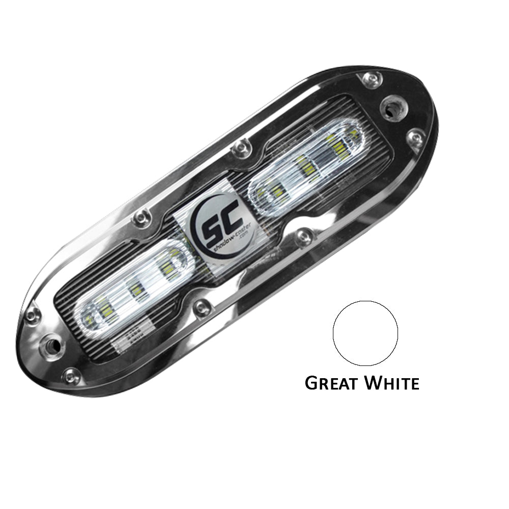 ShadowCaster SCM6 LED Underwater Light w20 Cable 316 SS Housing Great White SCM6GW20