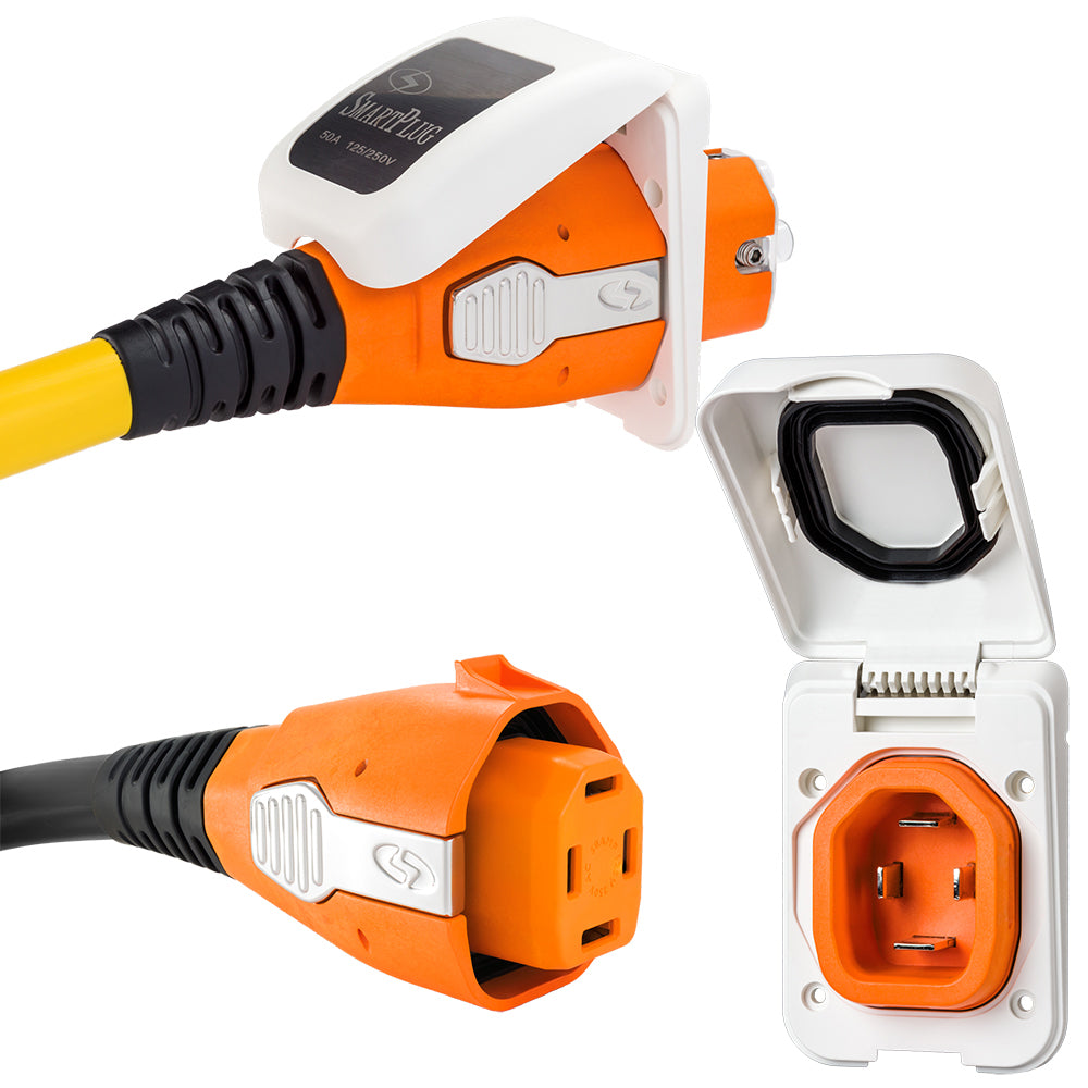 SmartPlug 50 AMP Inlet Female Cord Connector Combo White B50ASSYPW