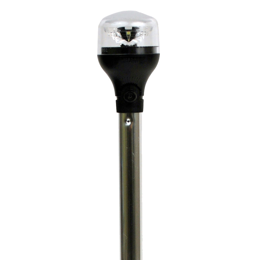 Attwood LightArmor AllAround Light 12 Aluminum Pole Black Vertical Composite Base wAdapter 5557PV12A7