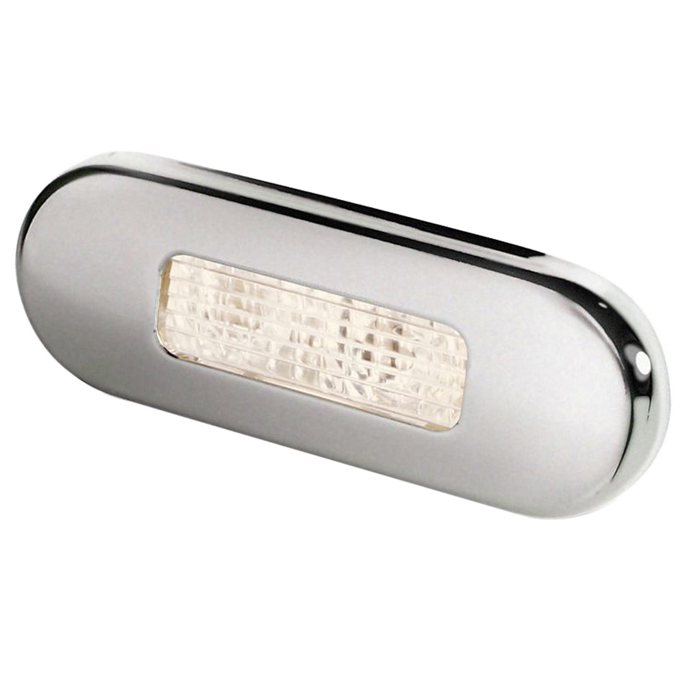 Hella Marine Surface Mount Oblong LED Courtesy Lamp Warm White LED Stainless Steel Bezel 980869401