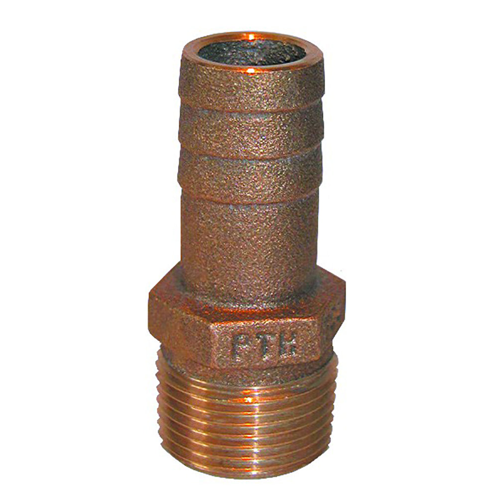 GROCO 112 NPT x 112 ID Bronze Pipe to Hose Straight Fitting PTH1500