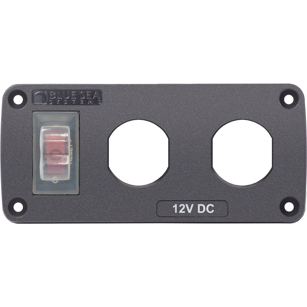 Blue Sea 4364 Water Resistant USB Accessory Panel  15A Circuit Breaker 2x Blank Apertures 4364