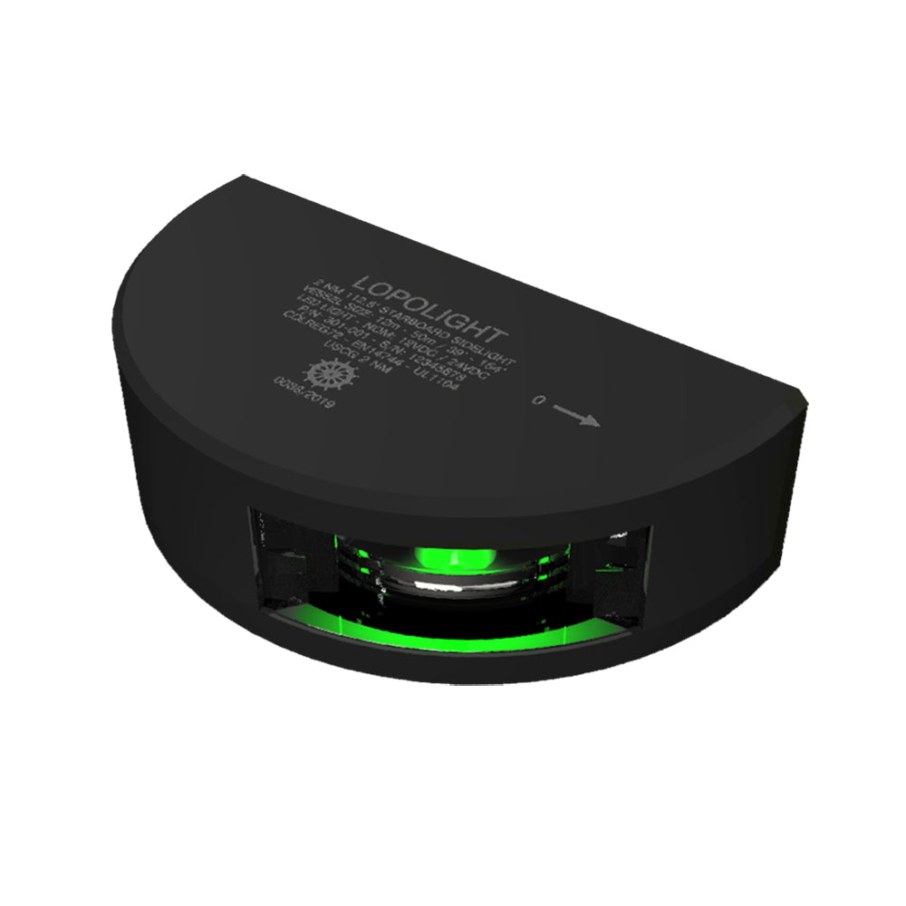 Lopolight Series 301001 Starboard Sidelight 2NM Vertical Mount Green Black Housing 301001B