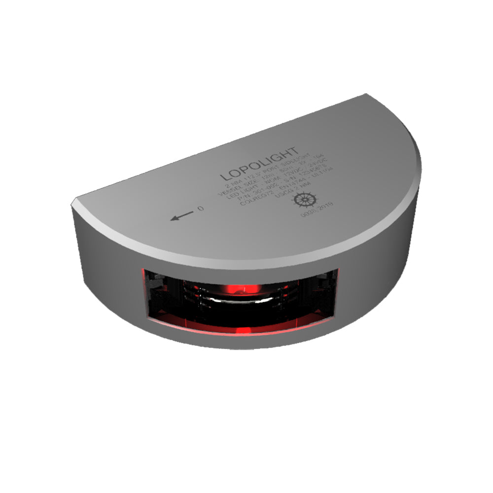 Lopolight Series 301002 Port Sidelight 2NM Vertical Mount Red Silver Housing 301002
