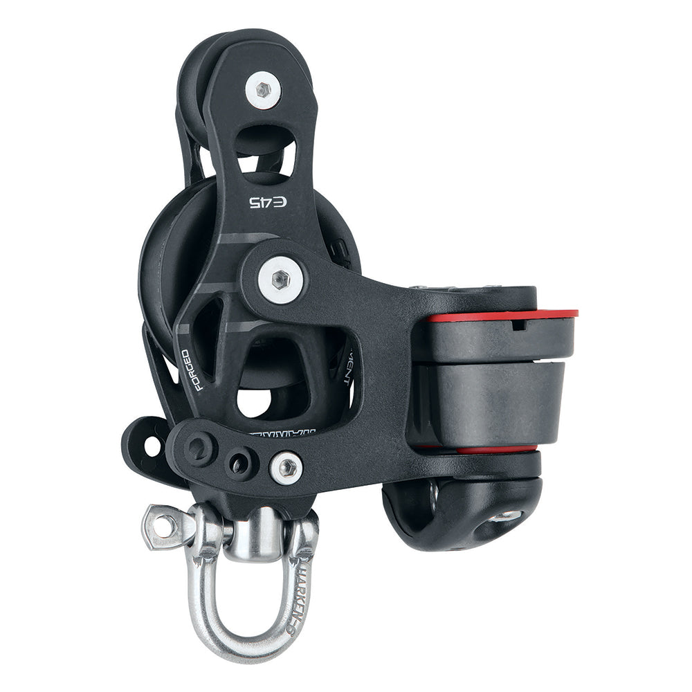 Harken 45mm Single Aluminum Element Fiddle Block wSwivel 150 Cam Cleat 6235