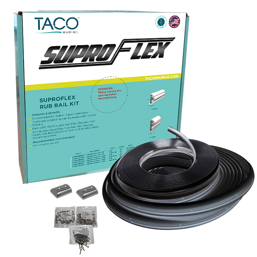 TACO SuproFlex Rub Rail Kit Black wFlex Chrome Insert 16H x 78W x 60L V119960BBK602