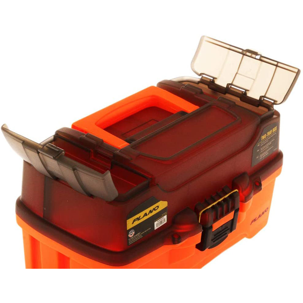 Plano 2Tray Tackle Box wDual Top Access Smoke Bright Orange PLAMT6221