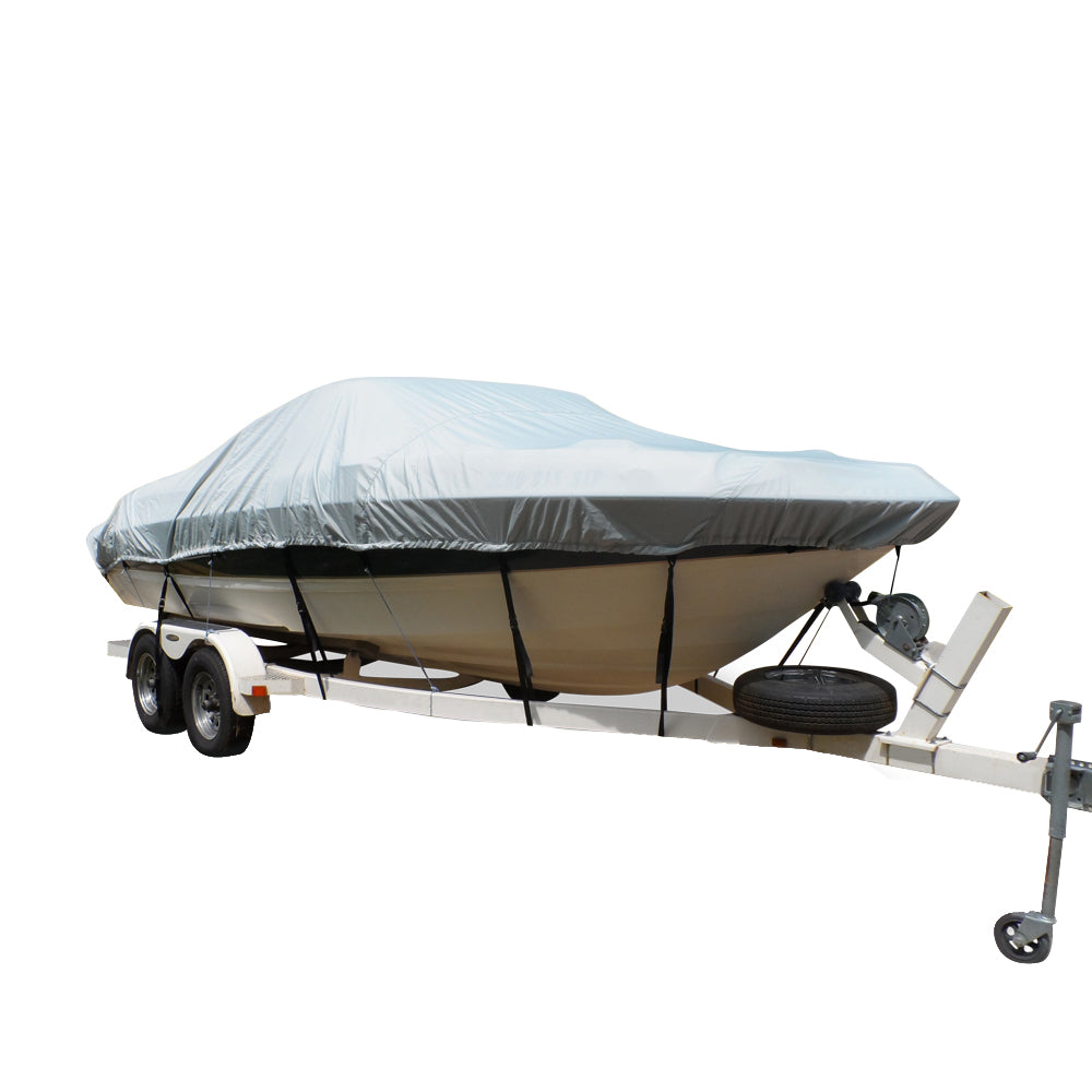 Carver FlexFit PRO Polyester Size 3 Boat Cover fFish Ski Boats IO or OB Wide Bass Boats Grey 79003