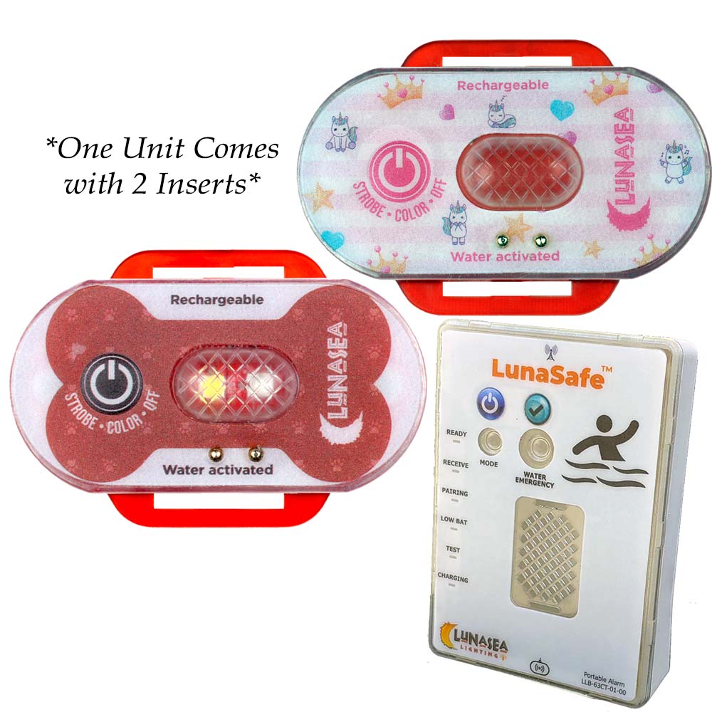 Lunasea ChildPet Safety Water Activated Strobe Light wRF Transmitter Portable AudioVisual Receiver Red Case