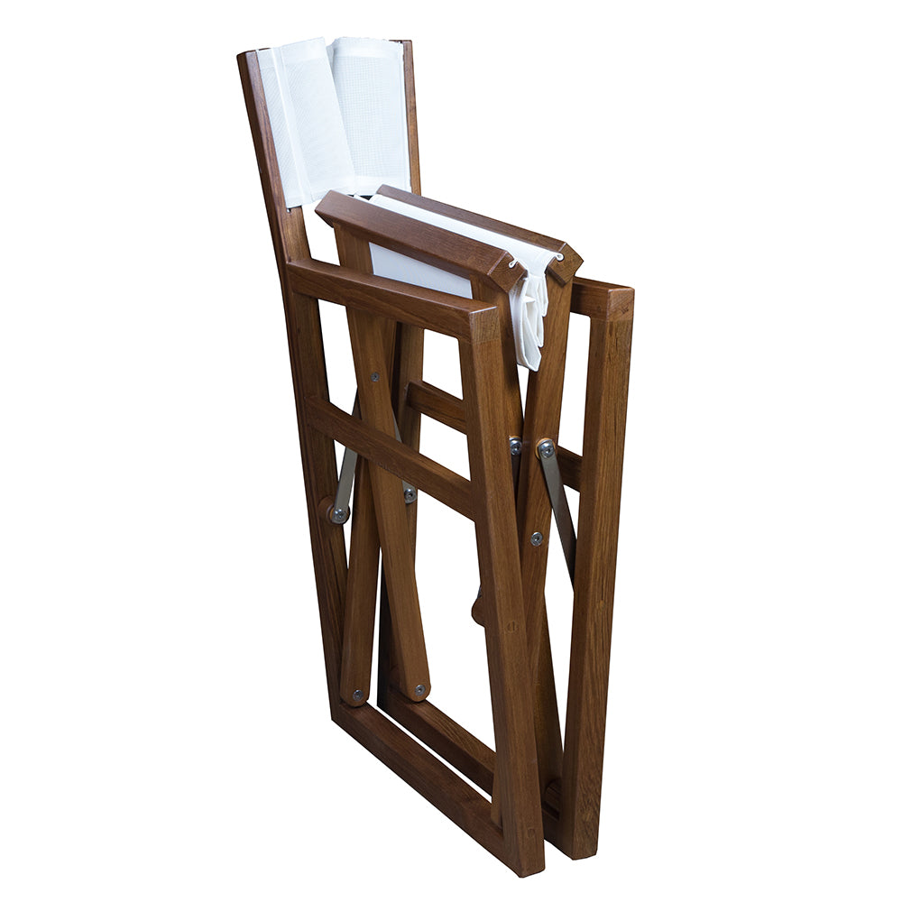 Whitecap Directors Chair wWhite Batyline Fabric Teak 63061