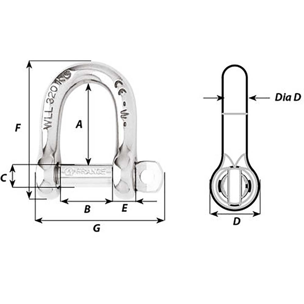 Wichard SelfLocking D Shackle Diameter 8mm 516 01204
