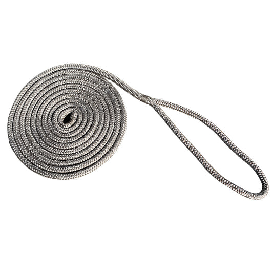 New England Rope 34 x 35 Nylon Double Braid Dock Line  Grey 50582400035