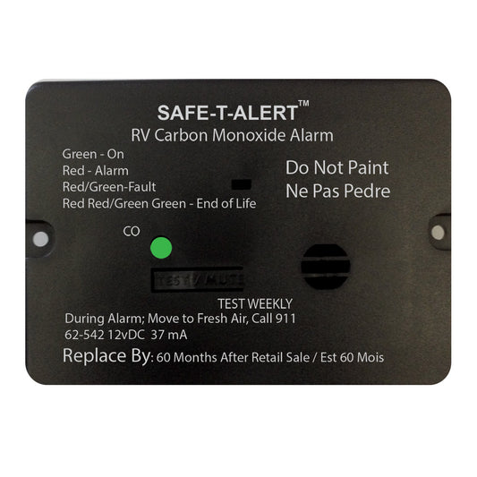 SafeTAlert 62 Series Carbon Monoxide Alarm  12V  RV Flush Mount  Black 62542BL