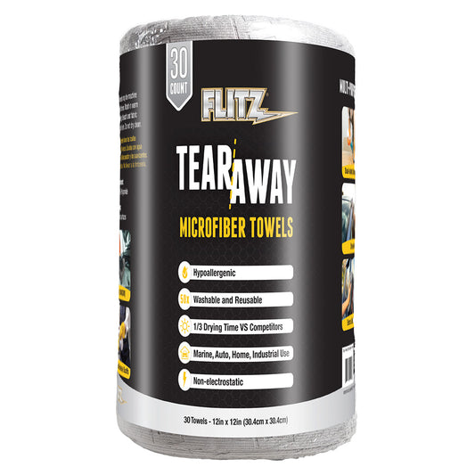 Flitz 12 x 12 TearAway Microfiber Towels  Grey 30Pack MC330R