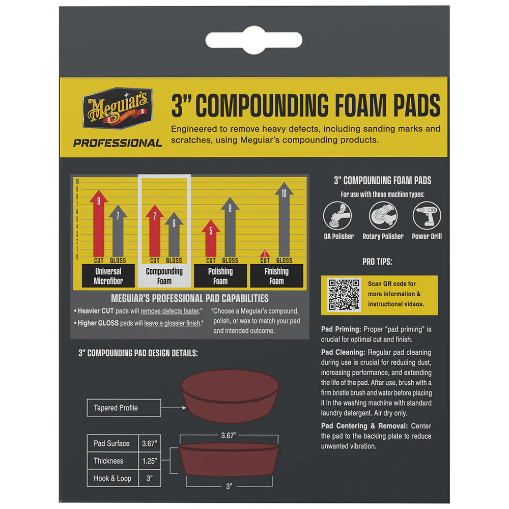 Meguiars Professional 3 Compound Foam Pads 3Pack M3CFP3