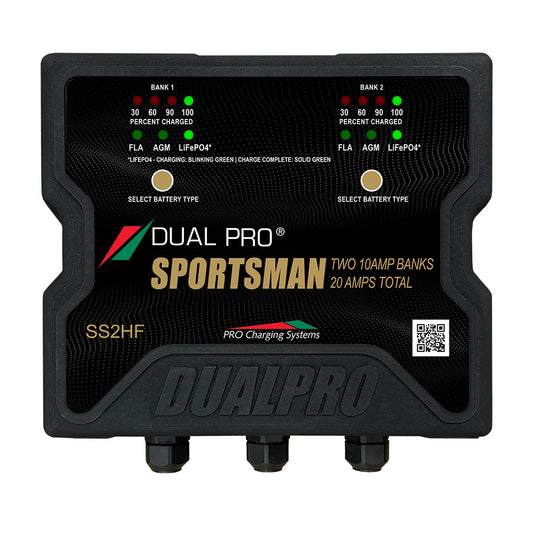Dual Pro Sportsman Series HF Battery Charter  20 Amp  2 Bank SS2HF
