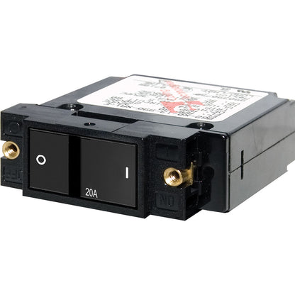 Blue Sea 7404 Single Pole Small Case 2 Flat Rocker Circuit Breaker    20 Amp 7404
