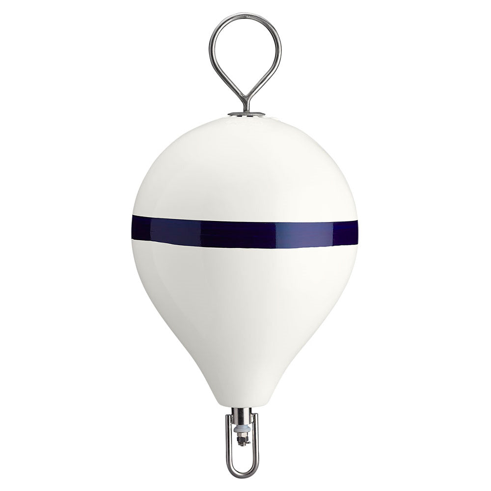 Polyform 17 CM Mooring Buoy wSS Iron  White Blue Stripe CM3SS WHT WSTRSS