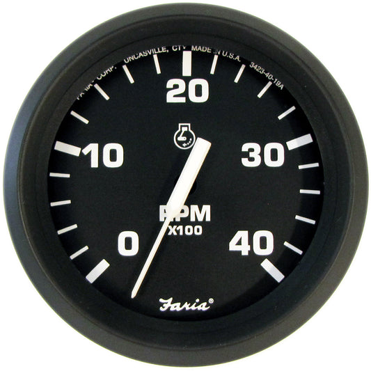 Faria Euro Black 4 Tachometer  4000 RPM Diesel Mechanical Takeoff 32842