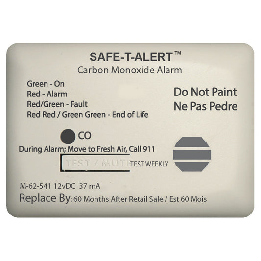 SafeTAlert 62 Series Carbon Monoxide Alarm  12V  62541Marine Surface Mount  White 62541MARINE