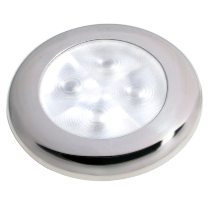 Hella Marine Slim Line LED Enhanced Brightness Round Courtesy Lamp  White LED  Stainless Steel Bezel  12V 980500521