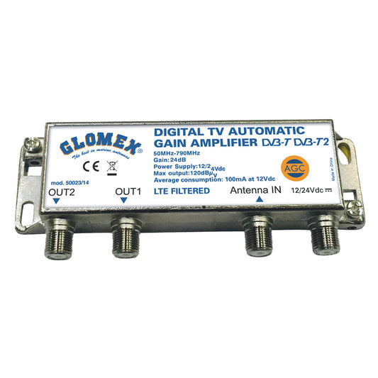 Glomex Auto Gain Control Amp  1224VDC f2 TV Outputs 5002314