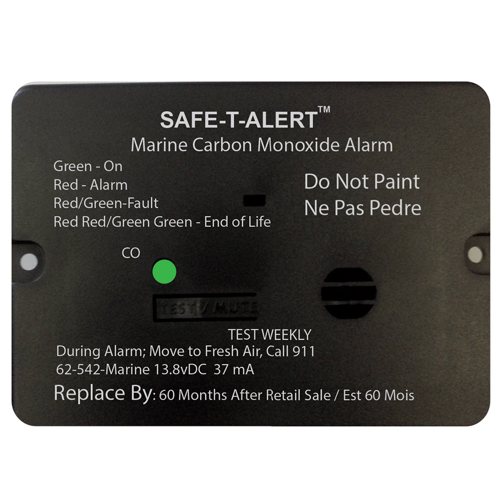 SafeTAlert 62 Series Carbon Monoxide Alarm wRelay  12V  62542RMarine  Flush Mount  Black 62542RMARINEBL