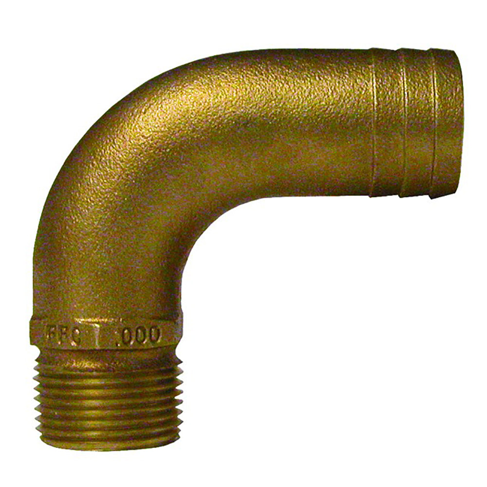 GROCO 112 NPT x 134 ID Bronze Full Flow 90 Elbow Pipe to Hose Fitting FFC1500