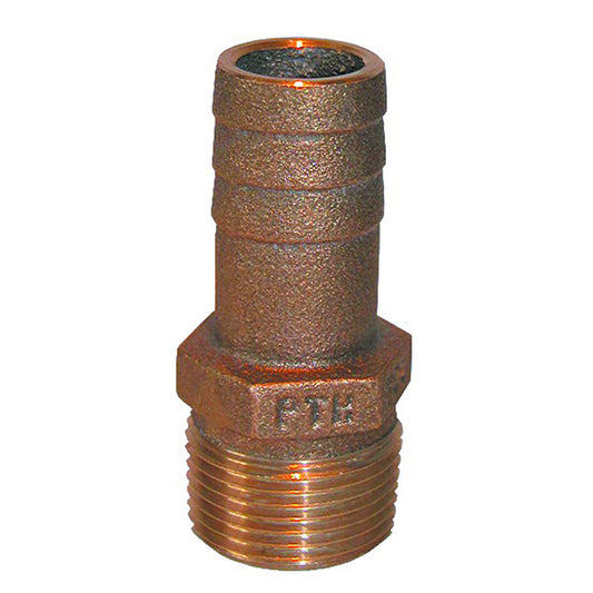 GROCO 112 NPT x 112 ID Bronze Pipe to Hose Straight Fitting PTH1500