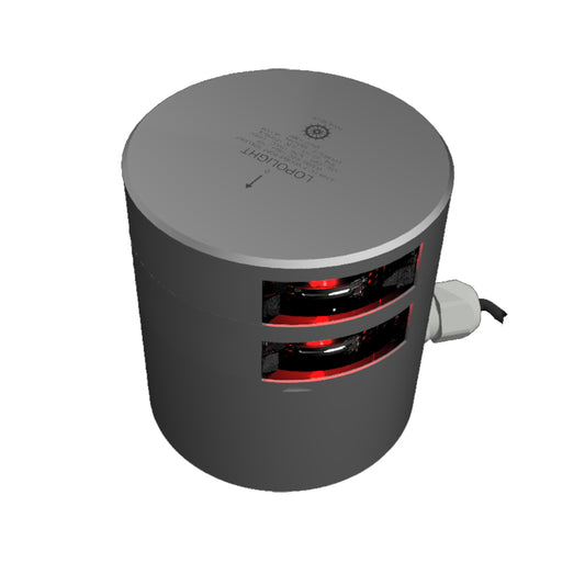 Lopolight Series 301109  Double Stacked Navigation Light  3NM  Horizontal Mount  Red  Silver Housing 301109ST