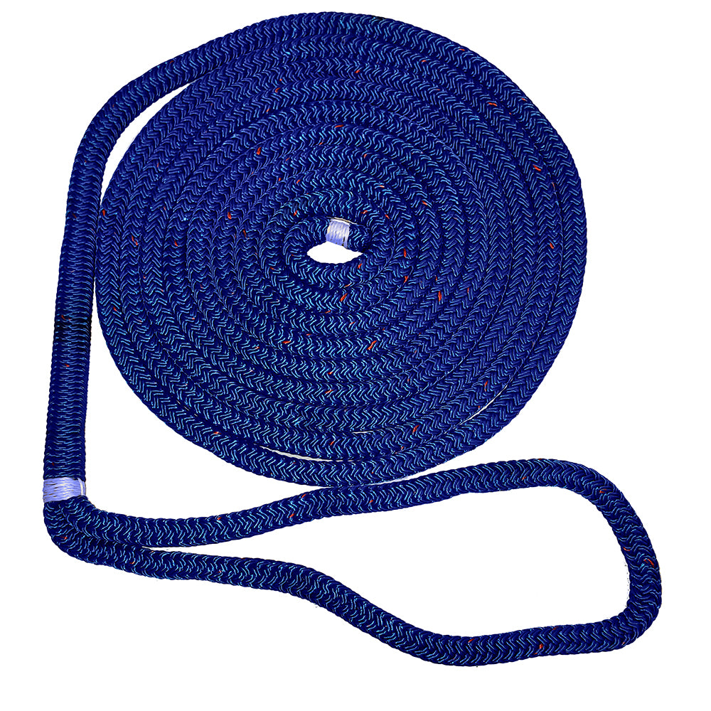 New England Ropes 12 Double Braid Dock Line  Blue wTracer  15 C50531600015