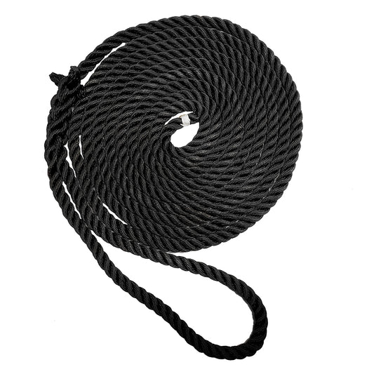 New England Ropes 38 Premium 3Strand Dock Line  Black  15 C60541200015