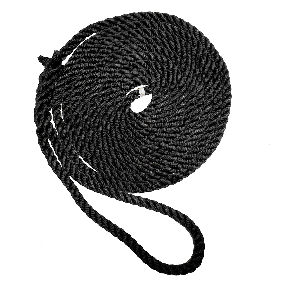 New England Ropes 38 Premium 3Strand Dock Line  Black  25 C60541200025