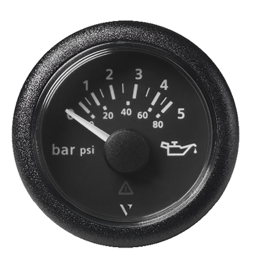 Veratron 52 MM 2116 ViewLine Oil Pressure Gauge 5 Bar80 PSI  Black Dial  Round Bezel A2C59514123