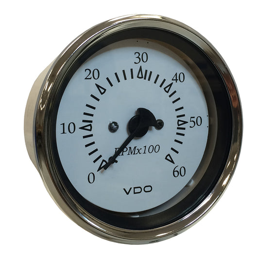 VDO Cockpit Marine 85MM 338 Sterndrive Tachometer  White DialChrome Bezel 33315274