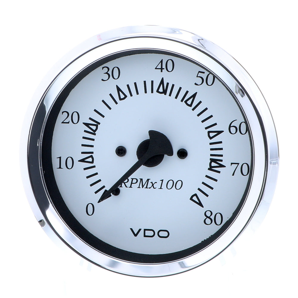 VDO Cockpit Marine 85MM 338 Outboard Tachometer  White DialChrome Bezel 33315275