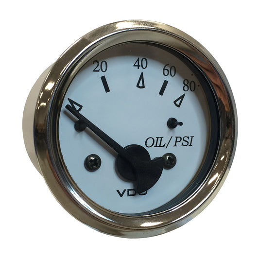 VDO Cockpit Marine 52MM 2116 Oil Pressure Gauge  White DialChrome Bezel 35015276