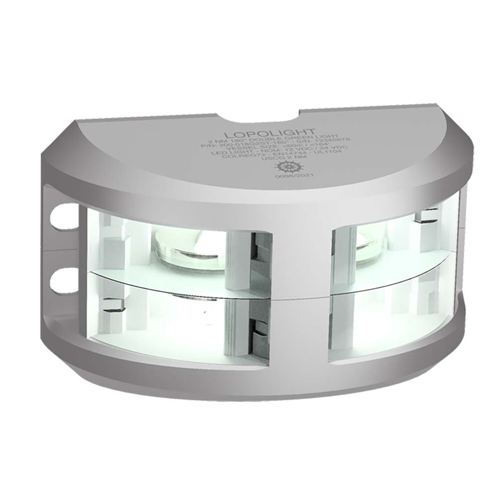 Lopolight Series 200024  Double Stacked Navigation Light  2NM  Vertical Mount  White  Silver Housing 200024G2ST