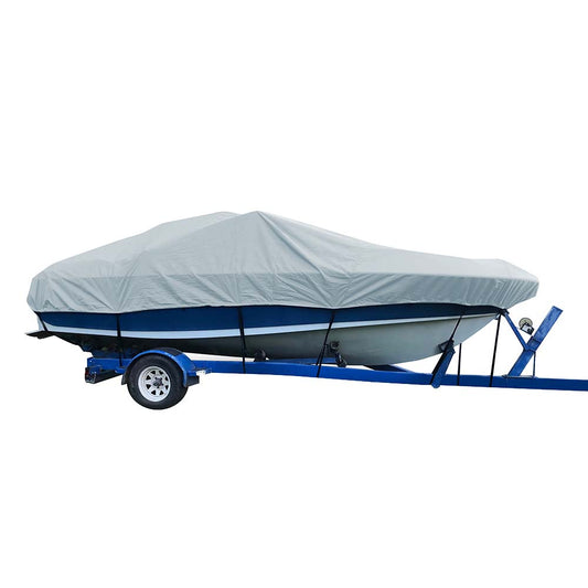 Carver SunDURA StyledtoFit Boat Cover f245 VHull Low Profile Cuddy Cabin Boats wWindshield  Rails  Grey 77724S11