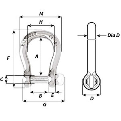 Wichard SelfLocking Bow Shackle  Diameter 12mm  1532 01246
